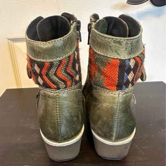 Dromedaris Womens size 37 7 Shoes Green Leather Heel Zip Boots - Picture 4 of 5